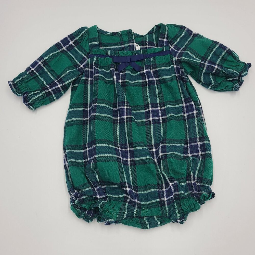 Janie and Jack baby girl holiday plaid ruffle romper size 3-6 months